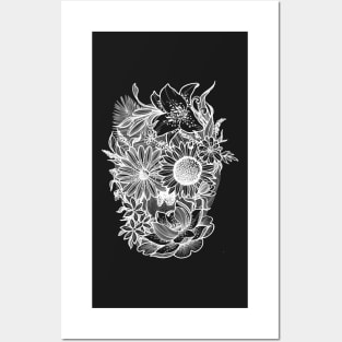 Flower skull inverse Posters and Art